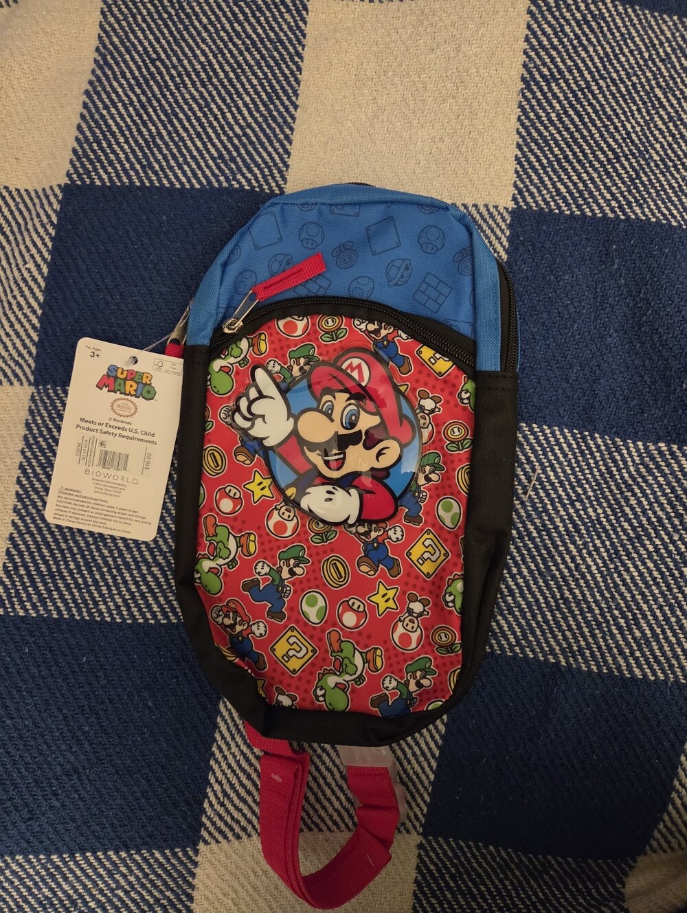 Nintendo Red & Blue Mario Kids Sling Backpack